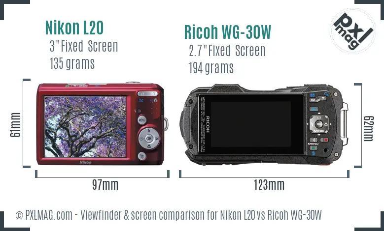 Nikon L20 vs Ricoh WG-30W Screen and Viewfinder comparison Nikon L20 vs Ricoh WG-30W Screen and Viewfinder comparison