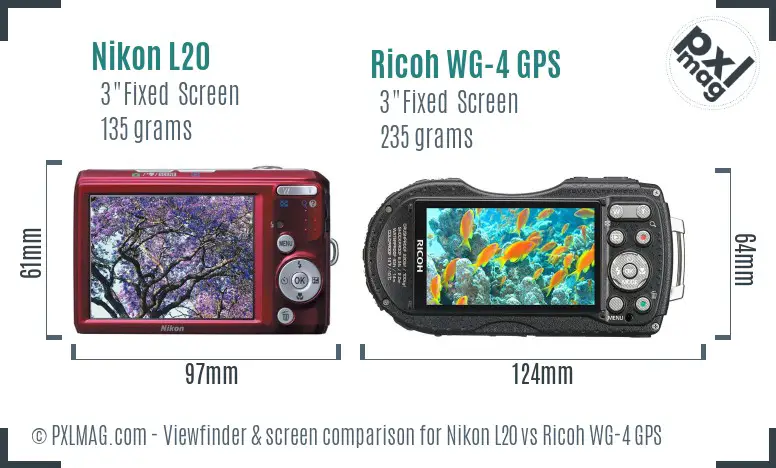 Nikon L20 vs Ricoh WG-4 GPS Screen and Viewfinder comparison Nikon L20 vs Ricoh WG-4 GPS Screen and Viewfinder comparison