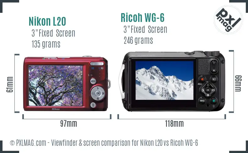 Nikon L20 vs Ricoh WG-6 Screen and Viewfinder comparison