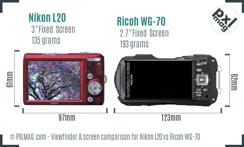 Nikon L20 vs Ricoh WG-70 Screen and Viewfinder comparison Nikon L20 vs Ricoh WG-70 Screen and Viewfinder comparison