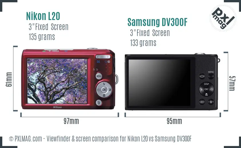 Nikon L20 vs Samsung DV300F Screen and Viewfinder comparison