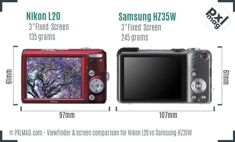 Nikon L20 vs Samsung HZ35W Screen and Viewfinder comparison Nikon L20 vs Samsung HZ35W Screen and Viewfinder comparison