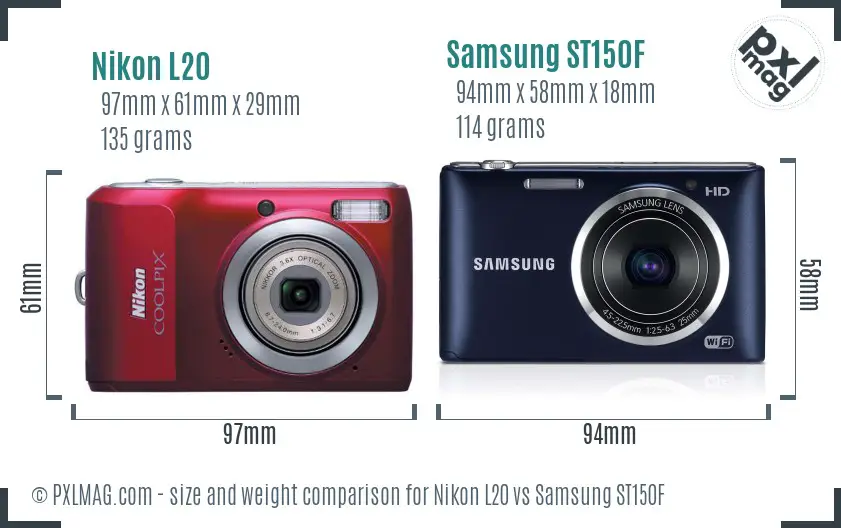 Nikon L20 vs Samsung ST150F size comparison Nikon L20 vs Samsung ST150F size comparison