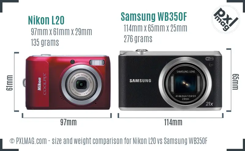 Nikon L20 vs Samsung WB350F size comparison Nikon L20 vs Samsung WB350F size comparison