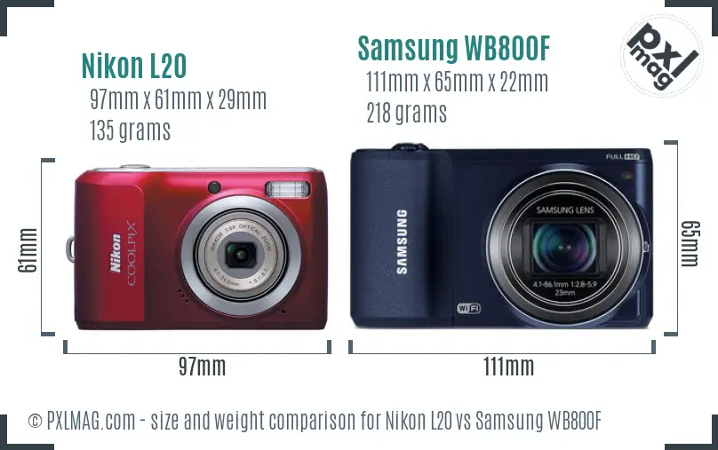 Nikon L20 vs Samsung WB800F size comparison Nikon L20 vs Samsung WB800F size comparison