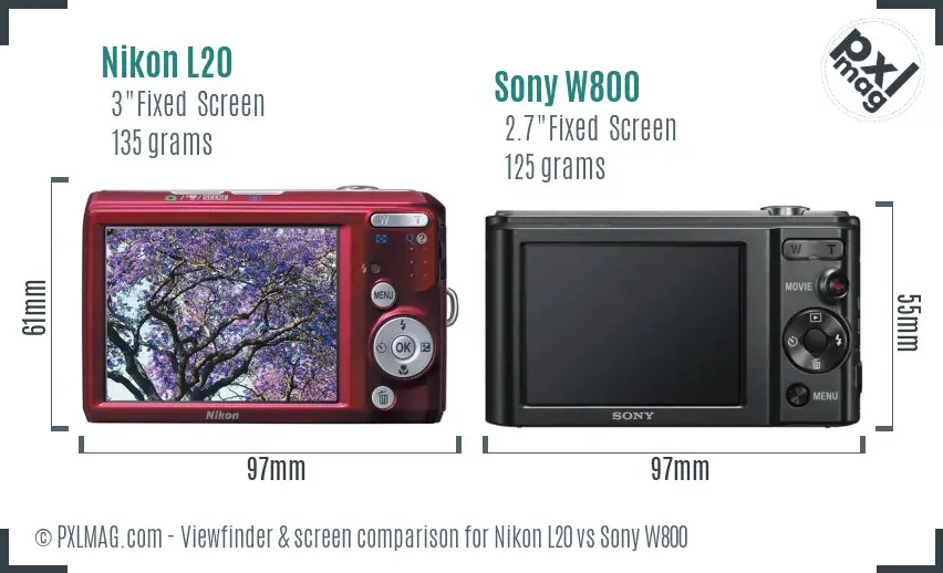 Nikon L20 vs Sony W800 Screen and Viewfinder comparison Nikon L20 vs Sony W800 Screen and Viewfinder comparison