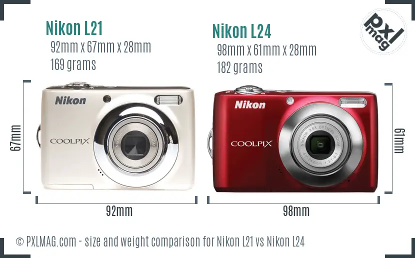 Nikon L21 vs Nikon L24 size comparison