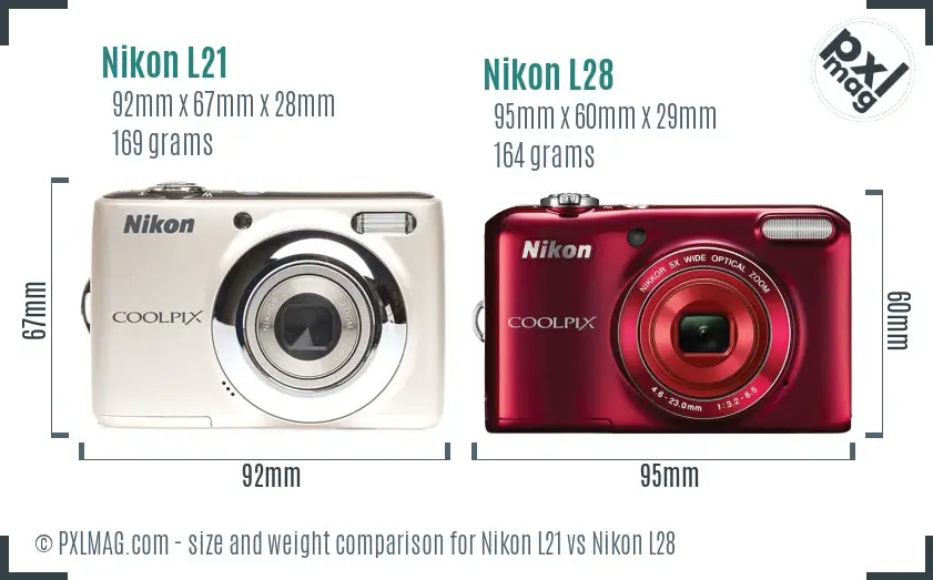 Nikon L21 vs Nikon L28 size comparison