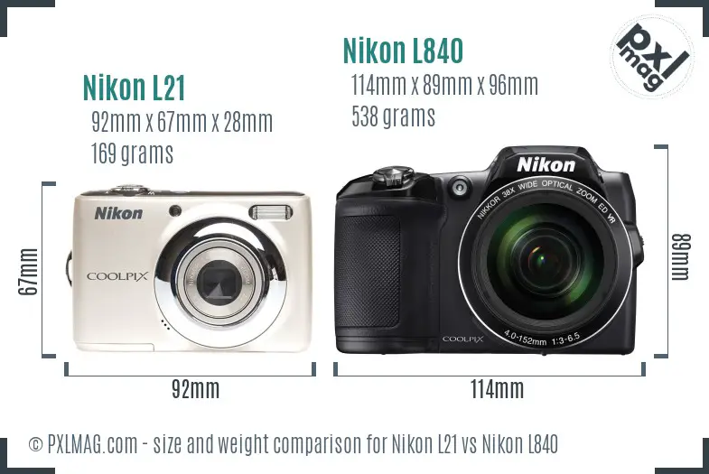 Nikon L21 vs Nikon L840 size comparison