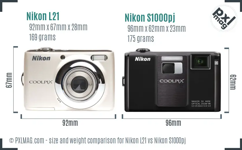 Nikon L21 vs Nikon S1000pj size comparison Nikon L21 vs Nikon S1000pj size comparison