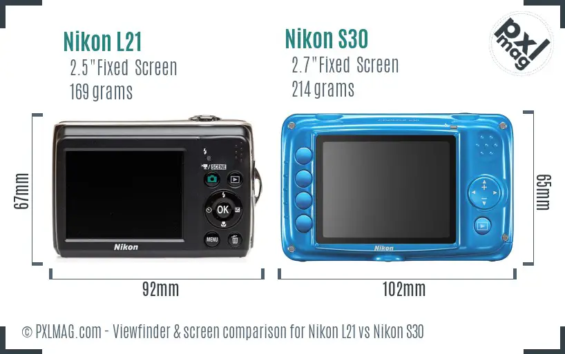 Nikon L21 vs Nikon S30 Screen and Viewfinder comparison Nikon L21 vs Nikon S30 Screen and Viewfinder comparison