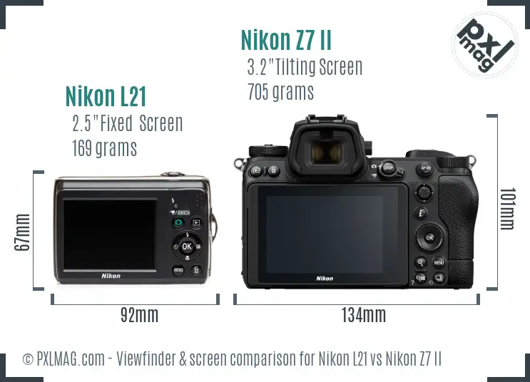 Nikon L21 vs Nikon Z7 II Screen and Viewfinder comparison