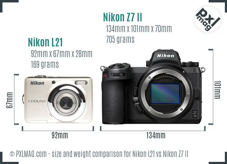 Nikon L21 vs Nikon Z7 II size comparison