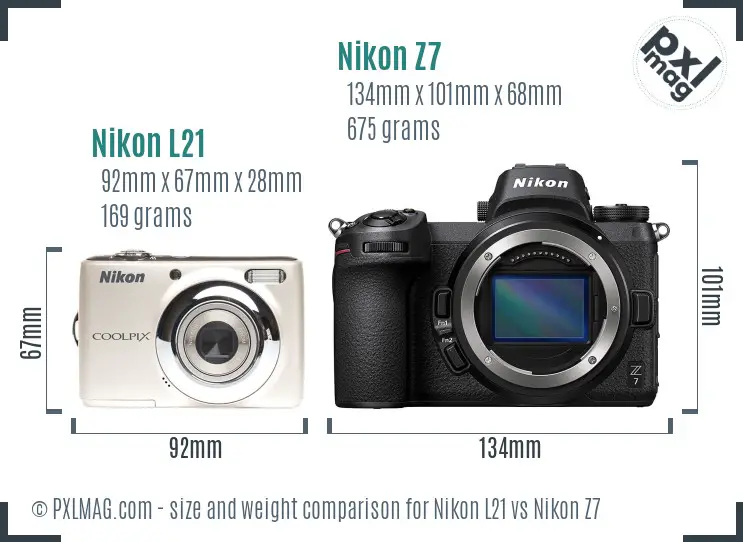 Nikon L21 vs Nikon Z7 size comparison