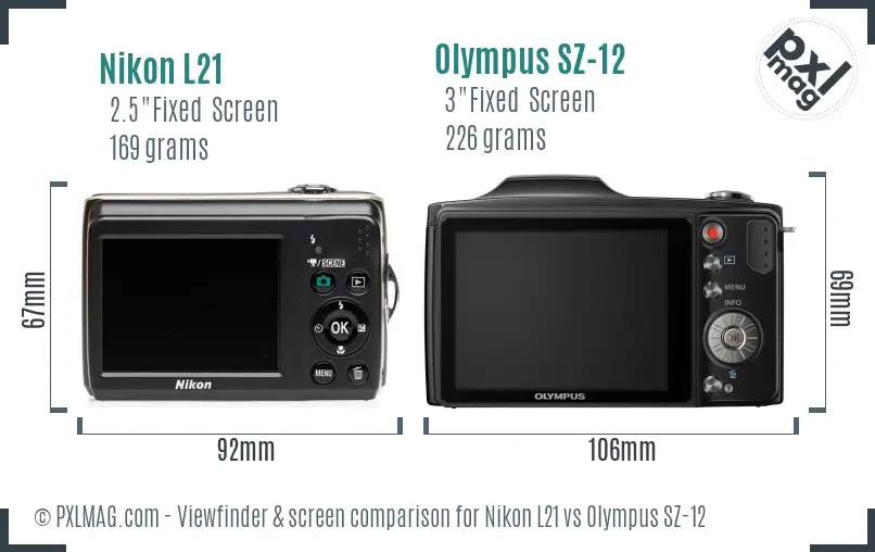 Nikon L21 vs Olympus SZ-12 Screen and Viewfinder comparison Nikon L21 vs Olympus SZ-12 Screen and Viewfinder comparison
