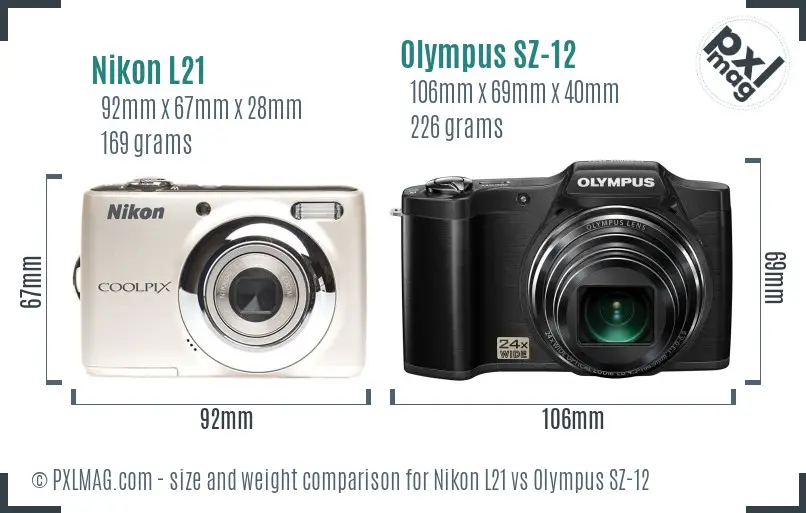 Nikon L21 vs Olympus SZ-12 size comparison Nikon L21 vs Olympus SZ-12 size comparison