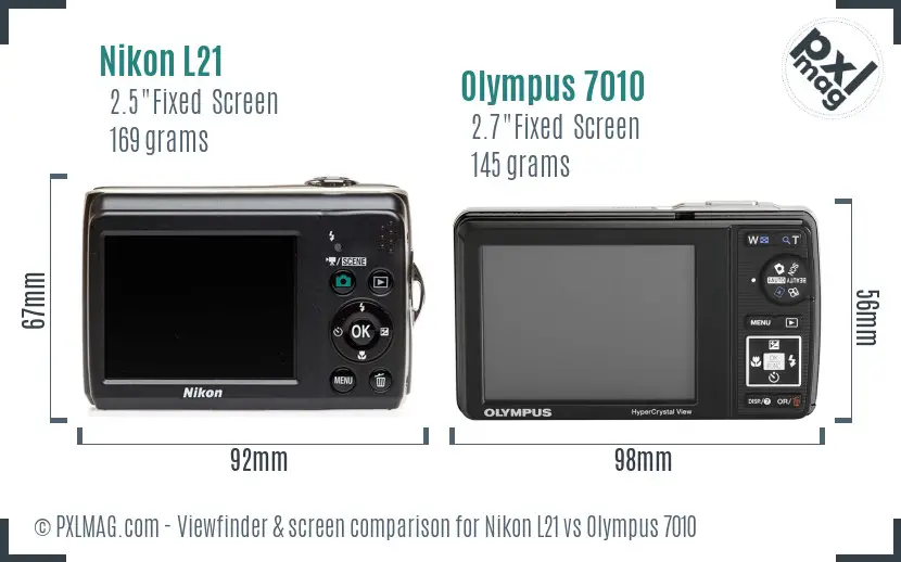 Nikon L21 vs Olympus 7010 Screen and Viewfinder comparison Nikon L21 vs Olympus 7010 Screen and Viewfinder comparison