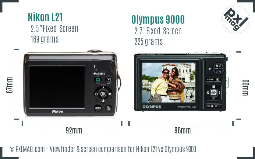 Nikon L21 vs Olympus 9000 Screen and Viewfinder comparison Nikon L21 vs Olympus 9000 Screen and Viewfinder comparison