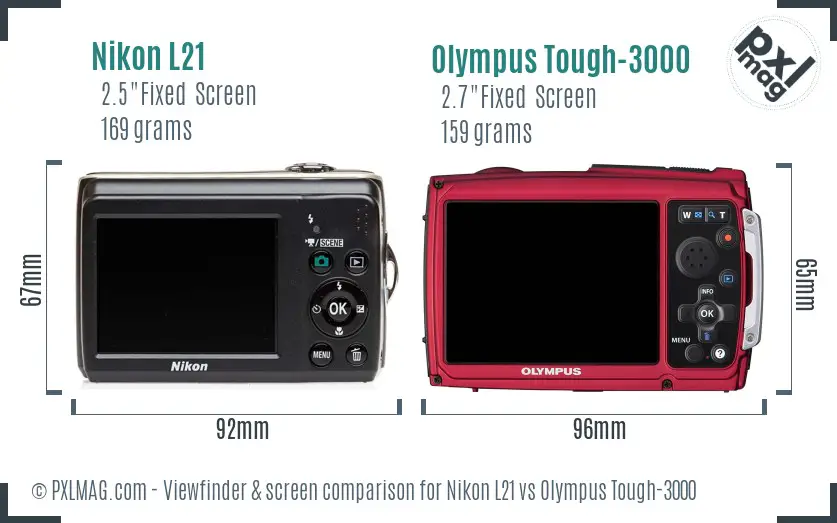 Nikon L21 vs Olympus Tough-3000 Screen and Viewfinder comparison Nikon L21 vs Olympus Tough-3000 Screen and Viewfinder comparison