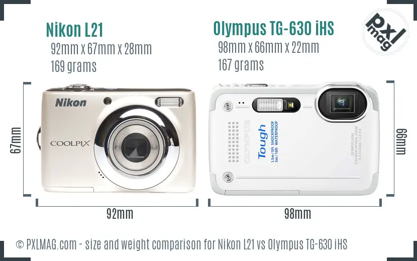 Nikon L21 vs Olympus TG-630 iHS size comparison