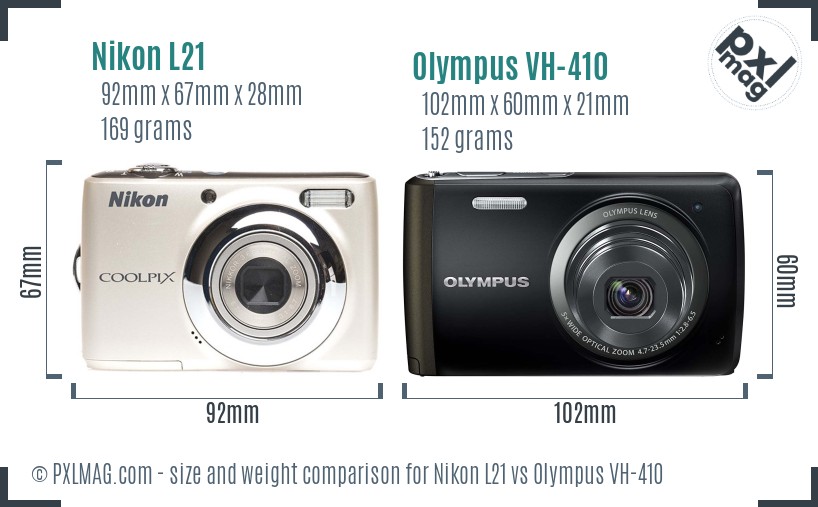 Nikon L21 vs Olympus VH-410 size comparison Nikon L21 vs Olympus VH-410 size comparison