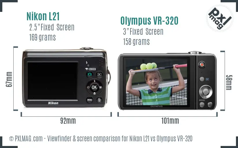 Nikon L21 vs Olympus VR-320 Screen and Viewfinder comparison Nikon L21 vs Olympus VR-320 Screen and Viewfinder comparison