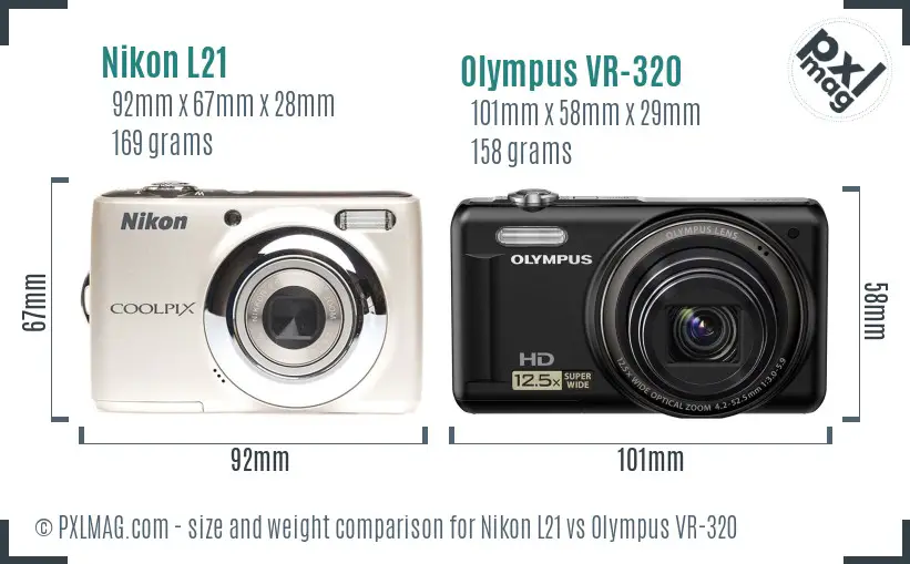 Nikon L21 vs Olympus VR-320 size comparison Nikon L21 vs Olympus VR-320 size comparison