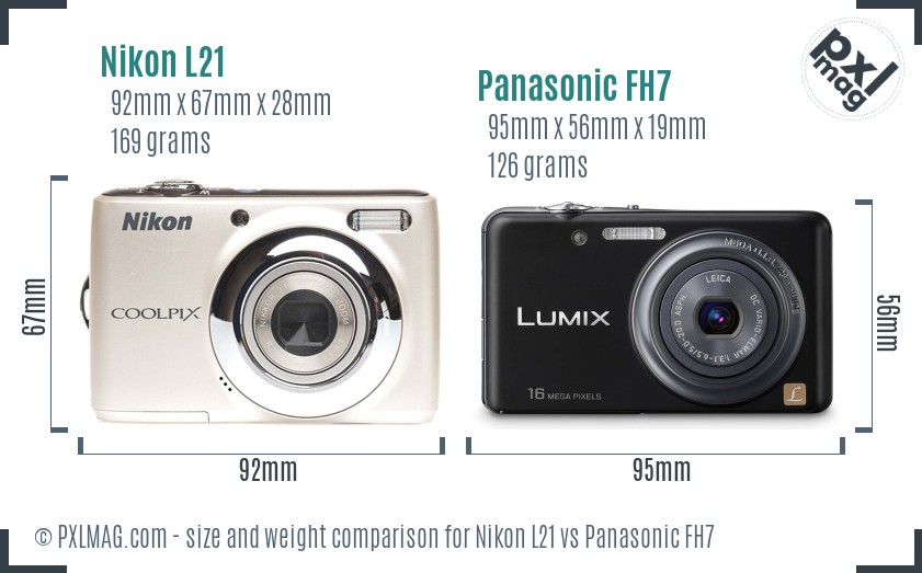 Nikon L21 vs Panasonic FH7 size comparison Nikon L21 vs Panasonic FH7 size comparison