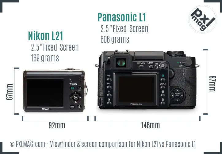 Nikon L21 vs Panasonic L1 Screen and Viewfinder comparison