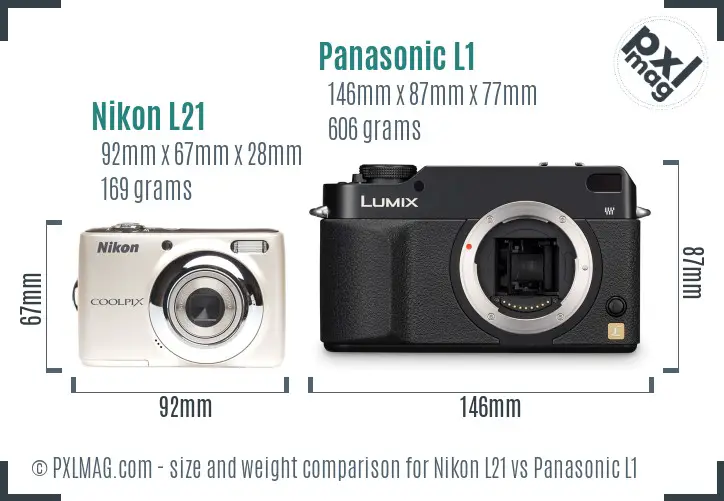 Nikon L21 vs Panasonic L1 size comparison