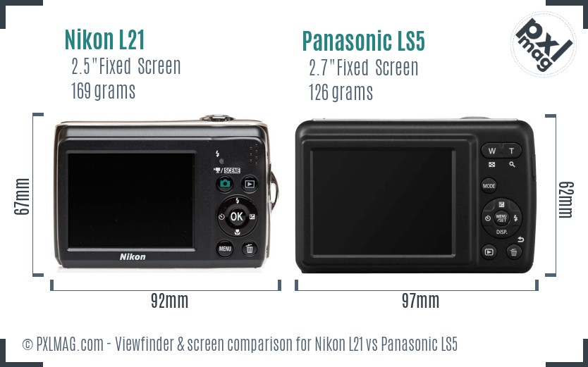 Nikon L21 vs Panasonic LS5 Screen and Viewfinder comparison