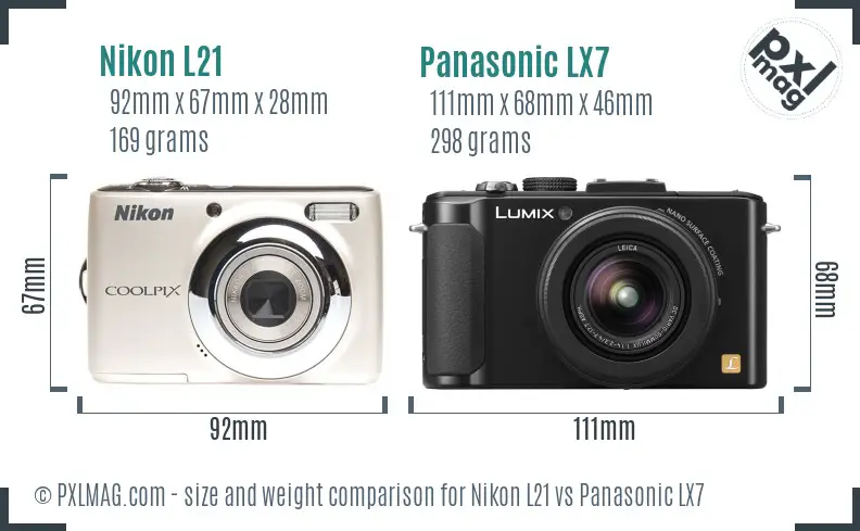 Nikon L21 vs Panasonic LX7 size comparison Nikon L21 vs Panasonic LX7 size comparison