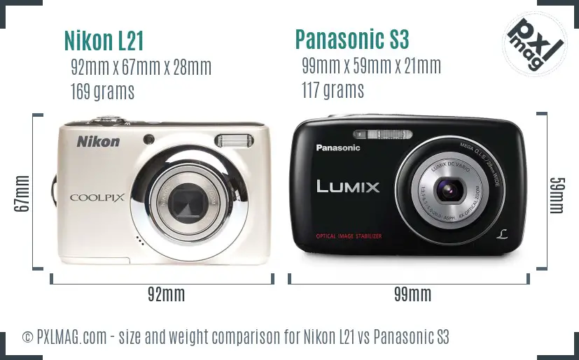 Nikon L21 vs Panasonic S3 size comparison