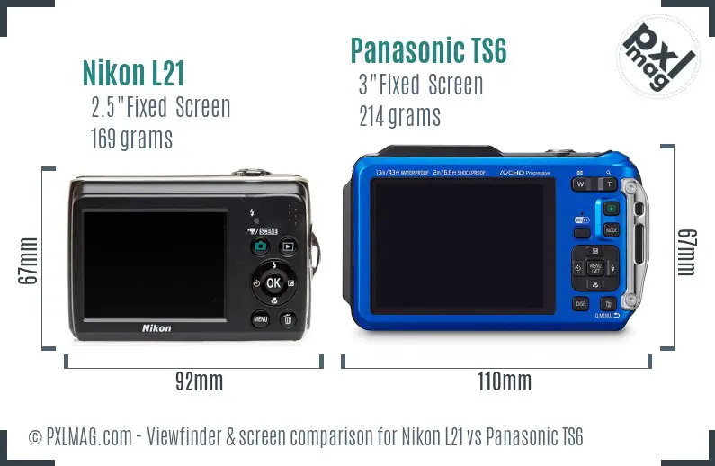 Back screen comparison: Nikon L21 vs Panasonic TS6