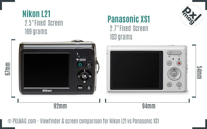 Nikon L21 vs Panasonic XS1 Screen and Viewfinder comparison Nikon L21 vs Panasonic XS1 Screen and Viewfinder comparison