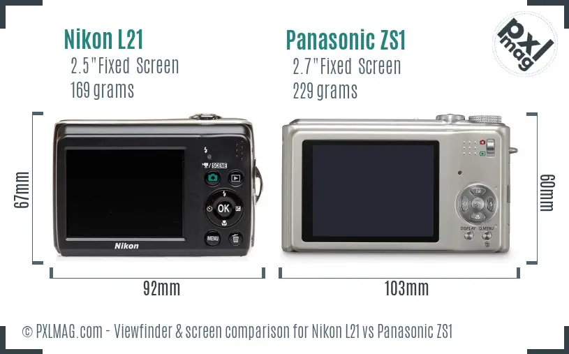 Nikon L21 vs Panasonic ZS1 Screen and Viewfinder comparison Nikon L21 vs Panasonic ZS1 Screen and Viewfinder comparison