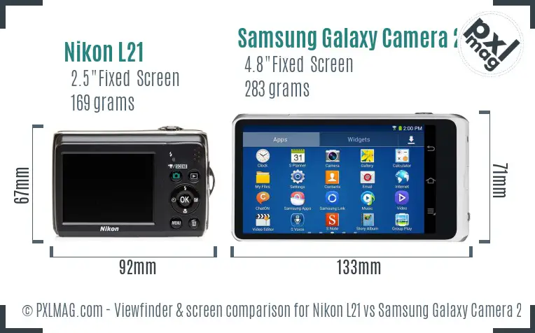 Nikon L21 vs Samsung Galaxy Camera 2 Screen and Viewfinder comparison