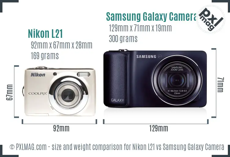 Nikon L21 vs Samsung Galaxy Camera size comparison