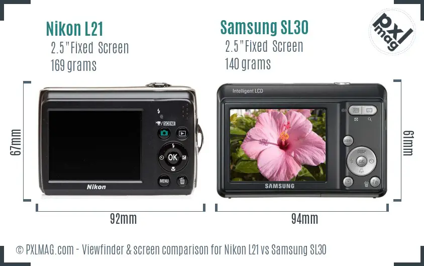 Nikon L21 vs Samsung SL30 Screen and Viewfinder comparison Nikon L21 vs Samsung SL30 Screen and Viewfinder comparison