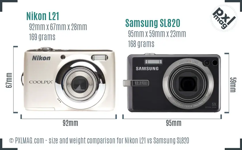 Nikon L21 vs Samsung SL820 size comparison