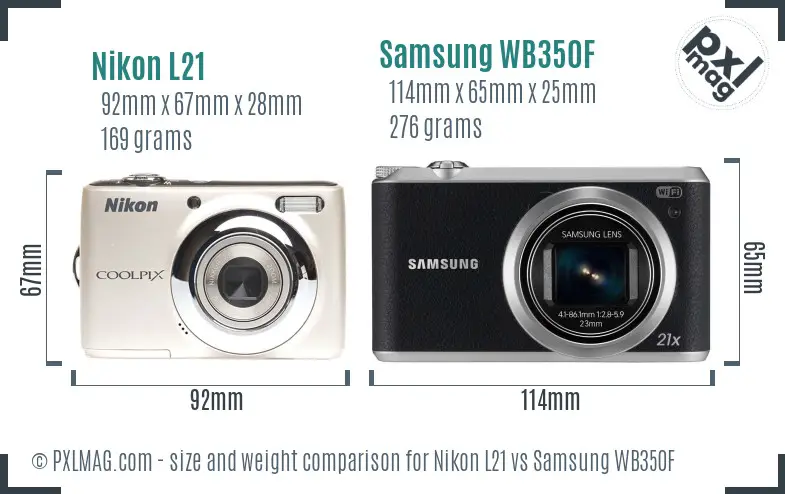 Nikon L21 vs Samsung WB350F size comparison Nikon L21 vs Samsung WB350F size comparison