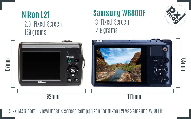 Nikon L21 vs Samsung WB800F Screen and Viewfinder comparison Nikon L21 vs Samsung WB800F Screen and Viewfinder comparison