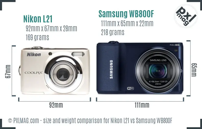 Nikon L21 vs Samsung WB800F size comparison Nikon L21 vs Samsung WB800F size comparison