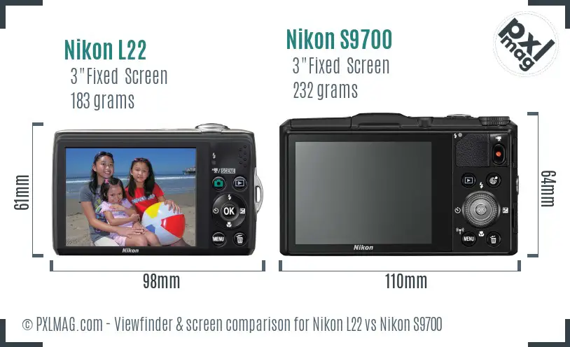 Nikon L22 vs Nikon S9700 Screen and Viewfinder comparison Nikon L22 vs Nikon S9700 Screen and Viewfinder comparison