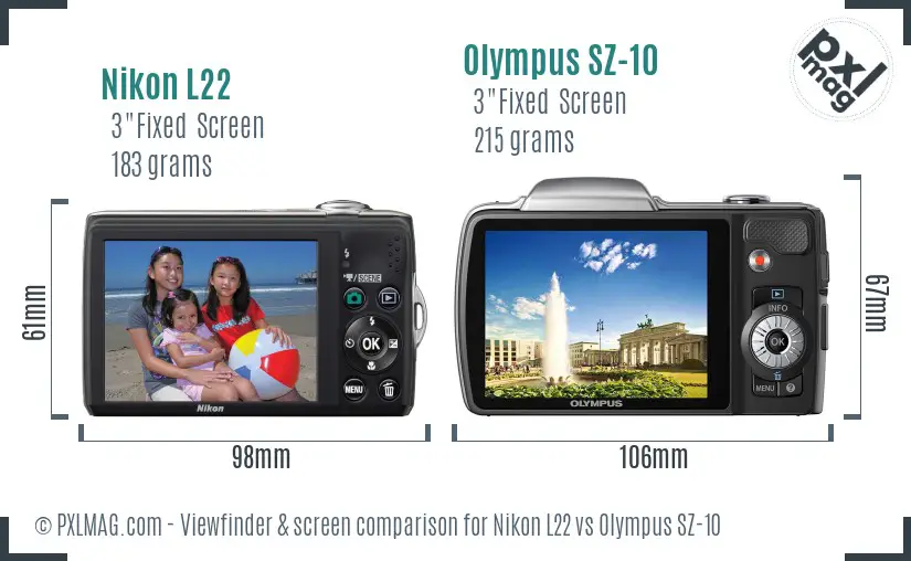 Nikon L22 vs Olympus SZ-10 Screen and Viewfinder comparison Nikon L22 vs Olympus SZ-10 Screen and Viewfinder comparison