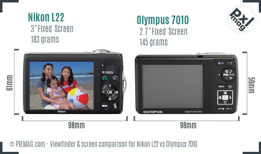 Nikon L22 vs Olympus 7010 Screen and Viewfinder comparison Nikon L22 vs Olympus 7010 Screen and Viewfinder comparison