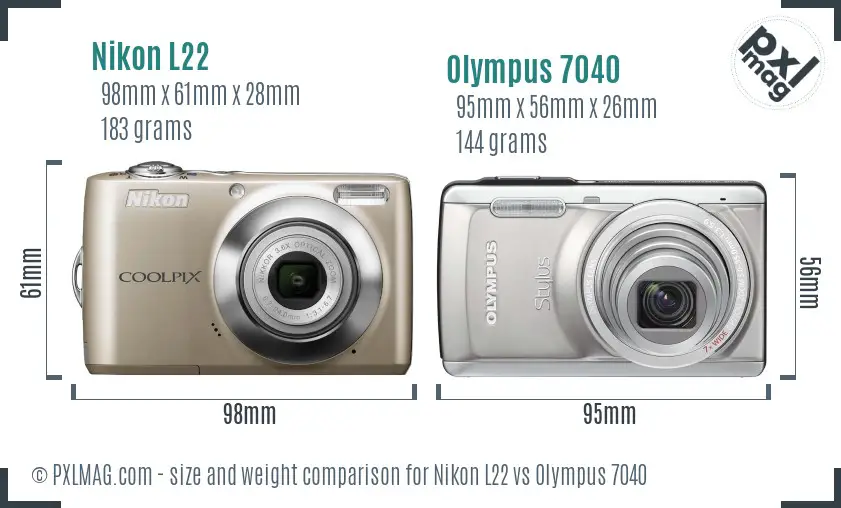 Nikon L22 vs Olympus 7040 size comparison Nikon L22 vs Olympus 7040 size comparison
