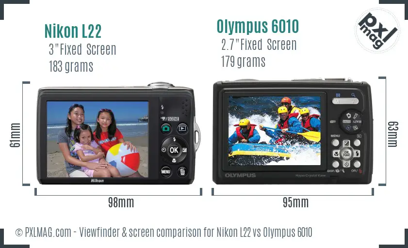 Nikon L22 vs Olympus 6010 Screen and Viewfinder comparison Nikon L22 vs Olympus 6010 Screen and Viewfinder comparison