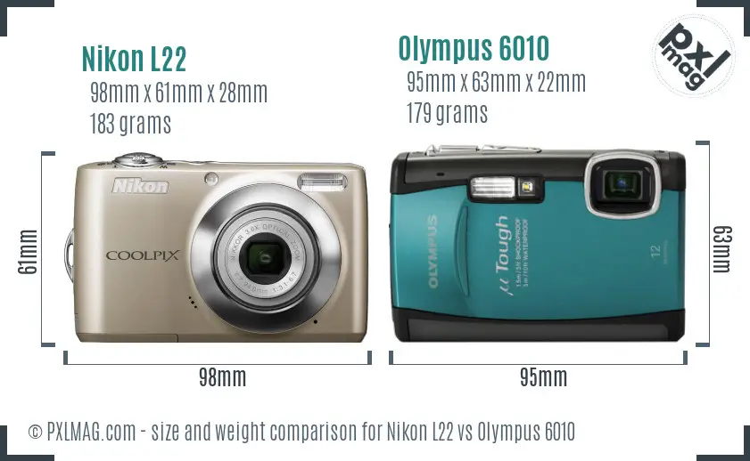 Nikon L22 vs Olympus 6010 size comparison Nikon L22 vs Olympus 6010 size comparison