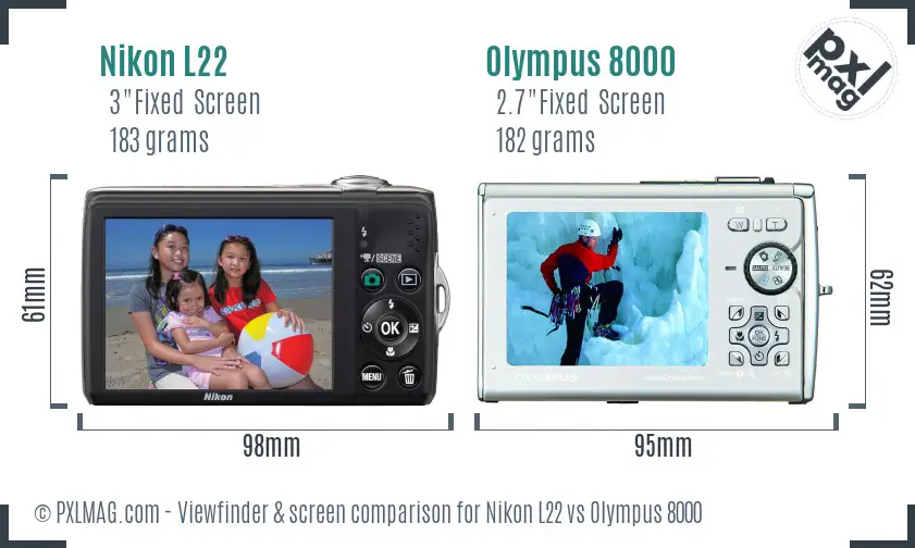 Nikon L22 vs Olympus 8000 Screen and Viewfinder comparison Nikon L22 vs Olympus 8000 Screen and Viewfinder comparison
